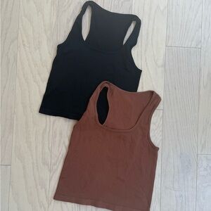Women's Black and Brown Ribbed Tank Tops Bundle